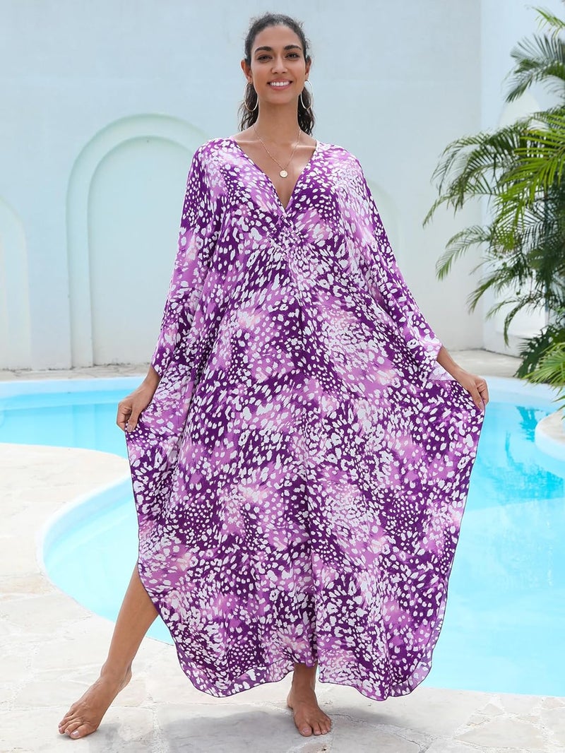 KEYLORTING Women's Plus Size Kaftan Dress – Plus Size Maxi Dress Moo Moos Beach Cover Up,Bathing Suit Cover-Up Loungewear - Image 2